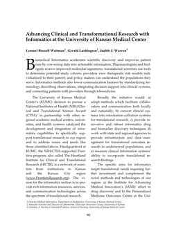 Advancing Clinical and Transformational Research with Informatics at the University of Kansas Medical Center
