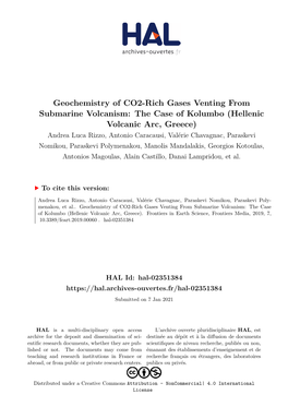 Geochemistry of CO2-Rich Gases Venting from Submarine Volcanism