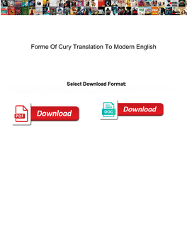 Forme of Cury Translation to Modern English