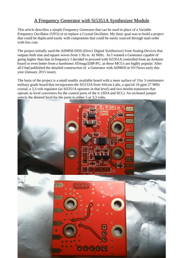 A Frequency Generator with Si5351a Synthesizer Module