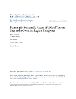 Planning for Sustainable Access of Upland Tourism Sites in the Cordillera Region, Philippines Alexis M