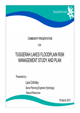 Tuggerah Lakes Floodplain Risk Management Study and Plan