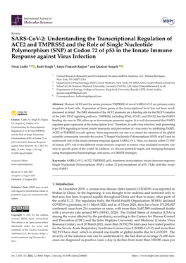 SNP) at Codon 72 of P53 in the Innate Immune Response Against Virus Infection