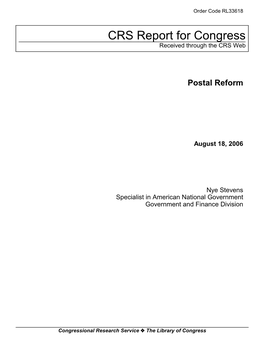 Postal Reform