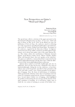 New Perspectives on Quine's “Word and Object”