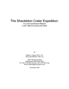 The Shackleton Crater Expedition: a Lunar Commerce Mission in the Spirit of Lewis and Clark