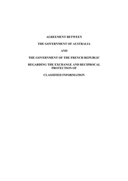 Agreement Between the Government of Australia and the Government of the French Republic Regarding the Exchange and Reciprocal P