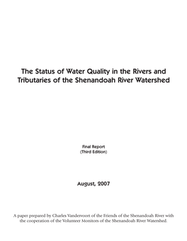 The Status of Water Quality in the Rivers and Tributaries of the Shenandoah River Watershed