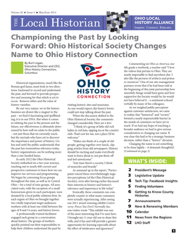 Local Historian Championing the Past by Looking Forward: Ohio Historical Society Changes Name to Ohio History Connection