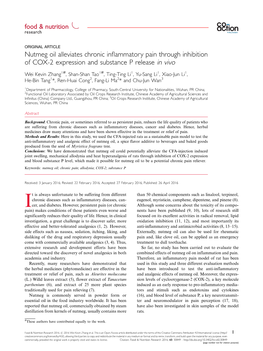 Nutmeg Oil Alleviates Chronic Inflammatory Pain Through Inhibition