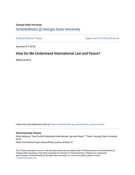 How Do We Understand International Law and Peace?