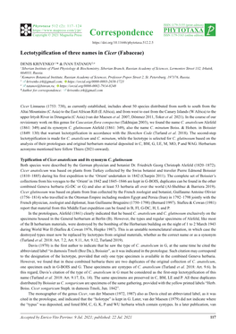 Lectotypification of Three Names in Cicer (Fabaceae)