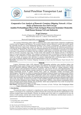 Jurnal Penelitian Transportasi Laut Vol