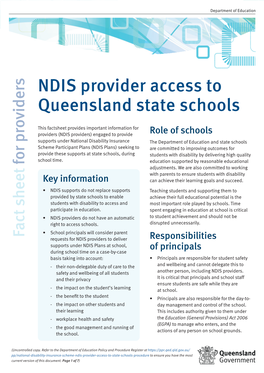 NDIS Provider Access to Queensland State Schools