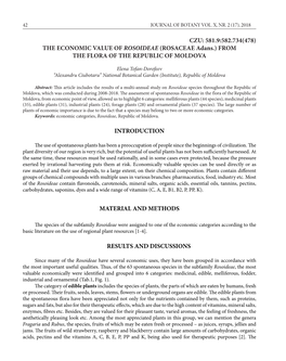 THE ECONOMIC VALUE of ROSOIDEAE (ROSACEAE Adans.) from the FLORA of the REPUBLIC of MOLDOVA