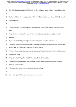 Spatial Distribution of Epibionts on Olive Ridley Sea Turtles at Playa Ostional, Costa Rica