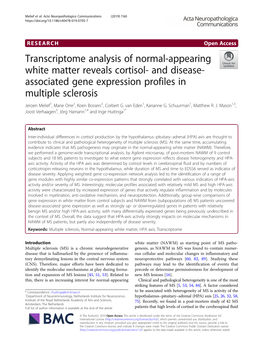 Associated Gene Expression Profiles in Multiple Sclerosis Jeroen Melief1, Marie Orre2, Koen Bossers3, Corbert G