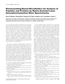 Electrowetting-Based Microfluidics for Analysis of Peptides and Proteins by Matrix-Assisted Laser Desorption/Ionization Mass Spectrometry