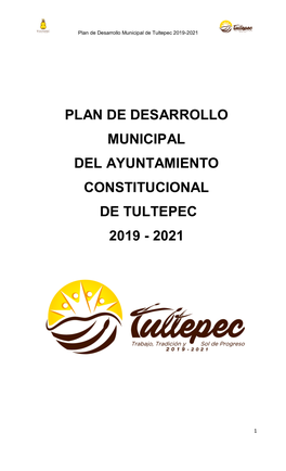 Plan De Desarrollo Municipal Del Ayuntamiento Constitucional De Tultepec 2019 - 2021