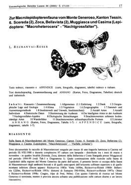 Zurmacrolepidopterenfauna Vom Monte Generoso, Kanton Tessin. 6