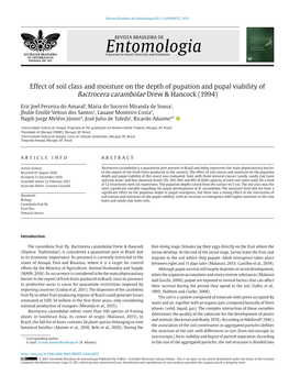 Effect of Soil Class and Moisture on the Depth of Pupation and Pupal Viability of Bactrocera Carambolae Drew & Hancock (1994)