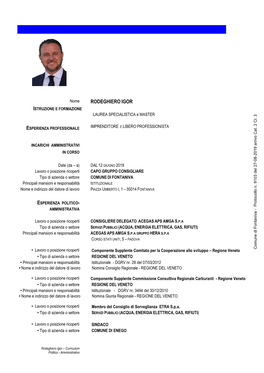 RODEGHIERO IGOR ISTRUZIONE E FORMAZIONE LAUREA SPECIALISTICA E MASTER