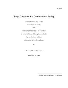 Stage Direction in a Conservatory Setting