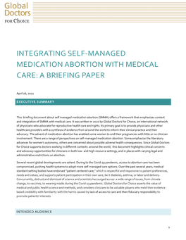 Integrating Self-Managed Medication Abortion with Medical Care: a Briefing Paper