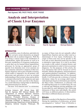 Analysis and Interpretation of Classic Liver Enzymes