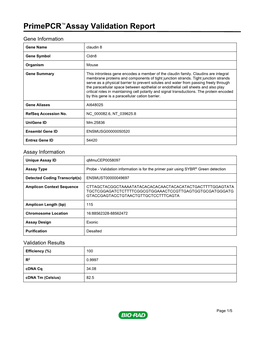 Primepcr™Assay Validation Report