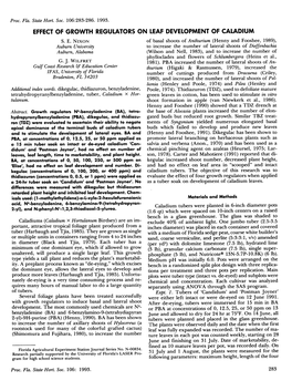 Effect of Growth Regulators on Leaf Development of Caladium