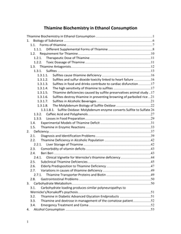 Thiamine Biochemistry in Ethanol Consumption