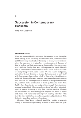 Succession in Contemporary Hasidism