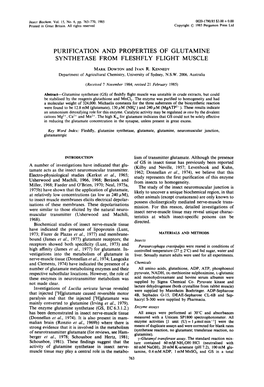 Purification and Properties of Glutamine Synthetase from Fleshfly Flight Muscle