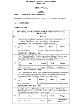 Tamil Nadu 222 SEAC Meeting AGENDA Venue