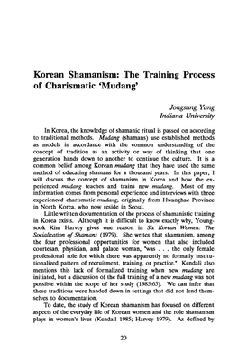 Korean Shamanism: the Training Process of Charismatic 'Mudang'