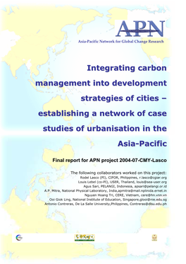 Integrating Carbon Management Into Development Strategies of Cities