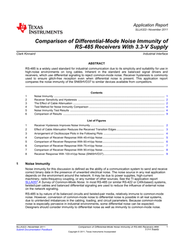 Comparison of RS-485 Differential-Mode Noise Immunity