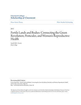 Fertile Lands and Bodies: Connecting the Green Revolution, Pesticides, and Women’S Reproductive Health Sarah M.K