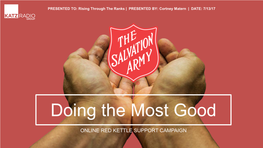 Salvation Army and the Richards Group to Select Two Personalities in Each Market to Serve As the Brand Ambassadors for the Campaign