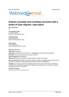 Anterior Crossbite and Crowding Correction with a Series of Clear Aligners: Case Report