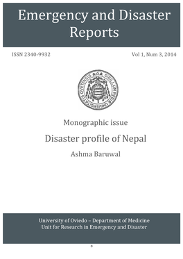 Emergency and Disaster Reports 2014; 1 (3): 3-49 Emergency and Disaster Reports