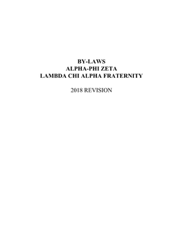 By-Laws Alpha-Phi Zeta Lambda Chi Alpha Fraternity 2018