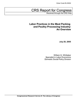 Labor Practices in the Meat Packing and Poultry Processing Industry: an Overview