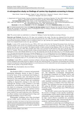 A Retrospective Study on Findings of Canine Hip Dysplasia Screening in Kenya