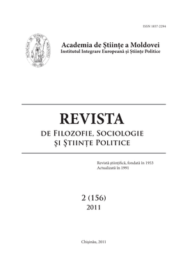 Revistă Ştiinţifică, Fondată În 1953 Actualizată În 1991 Chişinău, 2011