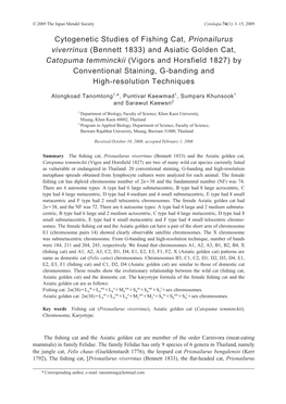 Cytogenetic Studies of Fishing Cat, Prionailurus Viverrinus