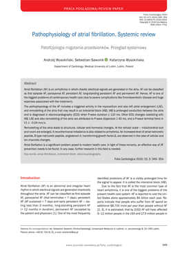 Pathophysiology of Atrial Fibrillation. Systemic Review