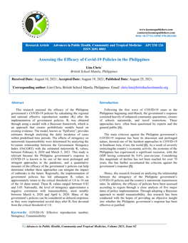 Assessing the Efficacy of Covid-19 Policies in the Philippines