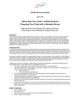 A Shell Script for Preparing Your Trials with a Standard Set-Up